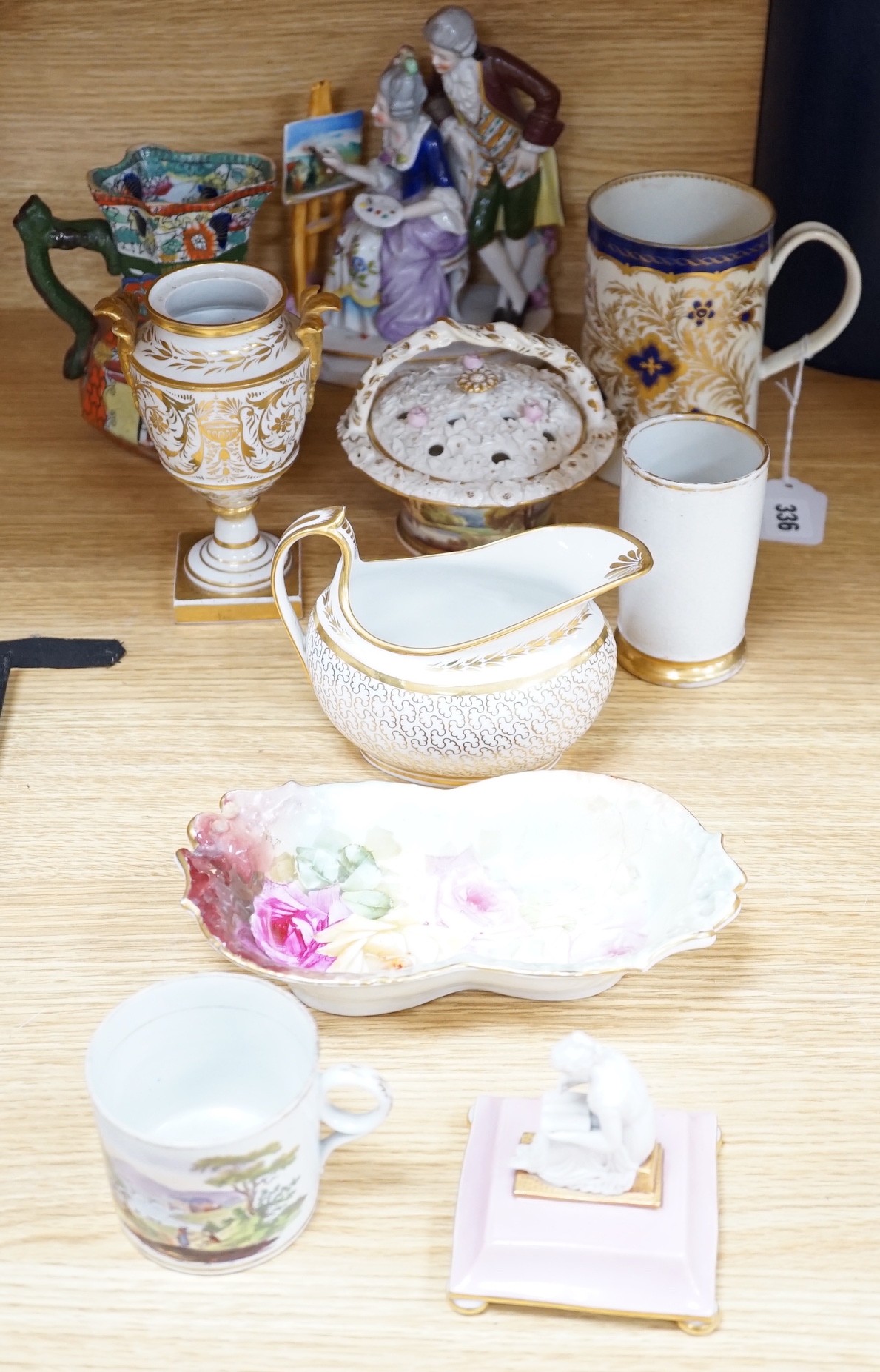 A selection of various English porcelain, to include Barr Flight Barr, Chamberlains Worcester, Limoges, etc. Tallest 20cm